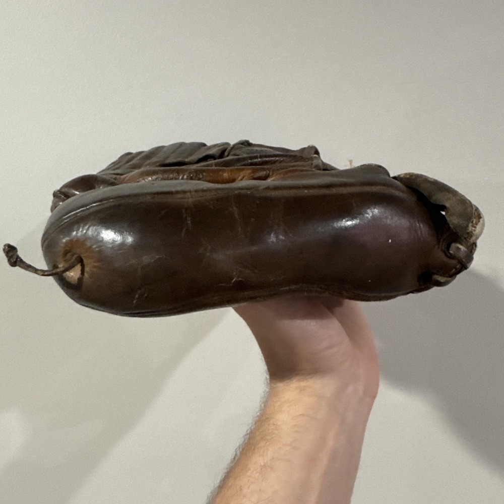 Vintage 1920's KEN-WEL 3-Finger Brown Leather Baseball Glove Antique - Picture 8 of 10